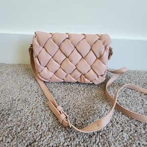 Pink Weave Crossbody Purse